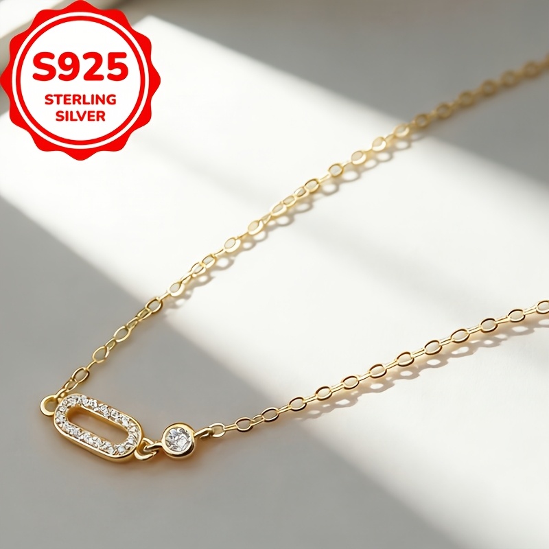 Women's S925 Sterling Silver Geometric Openwork Necklace — Adjustable Choker